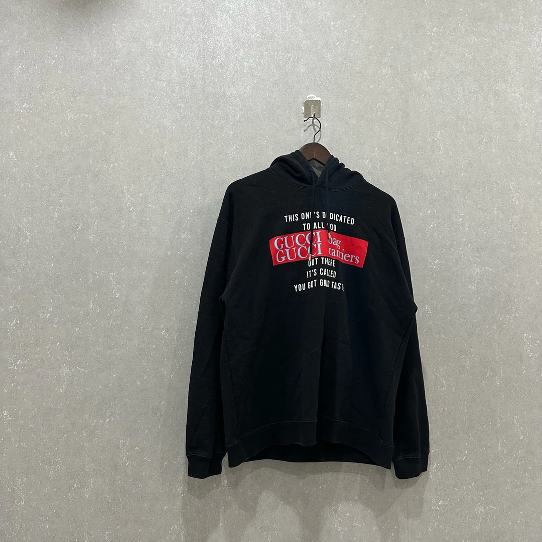 99新 GUCCI/古驰 FW21 纯色印花抽绳长袖连帽卫衣 M码/003568