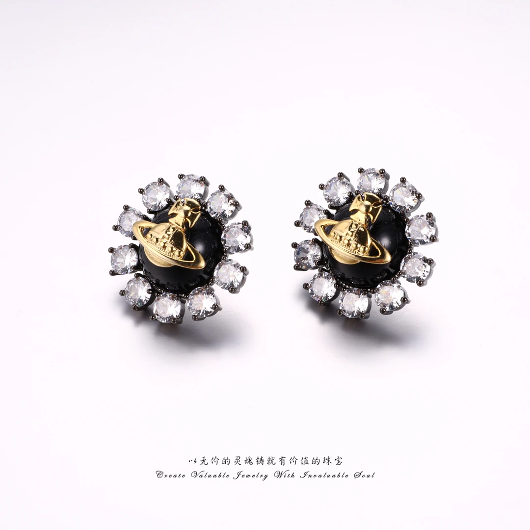 铜合金锆石耳饰 法式复古气质镶嵌小众时尚精致耳环 KG-C-32321