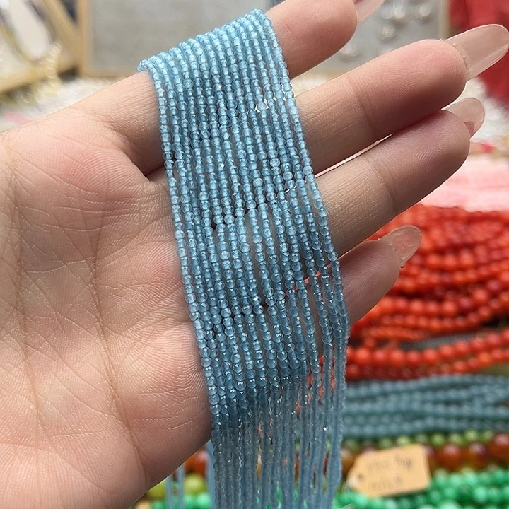 玛瑙/玉髓珠宝半成品未镶嵌2条2mm左右海蓝宝刻面