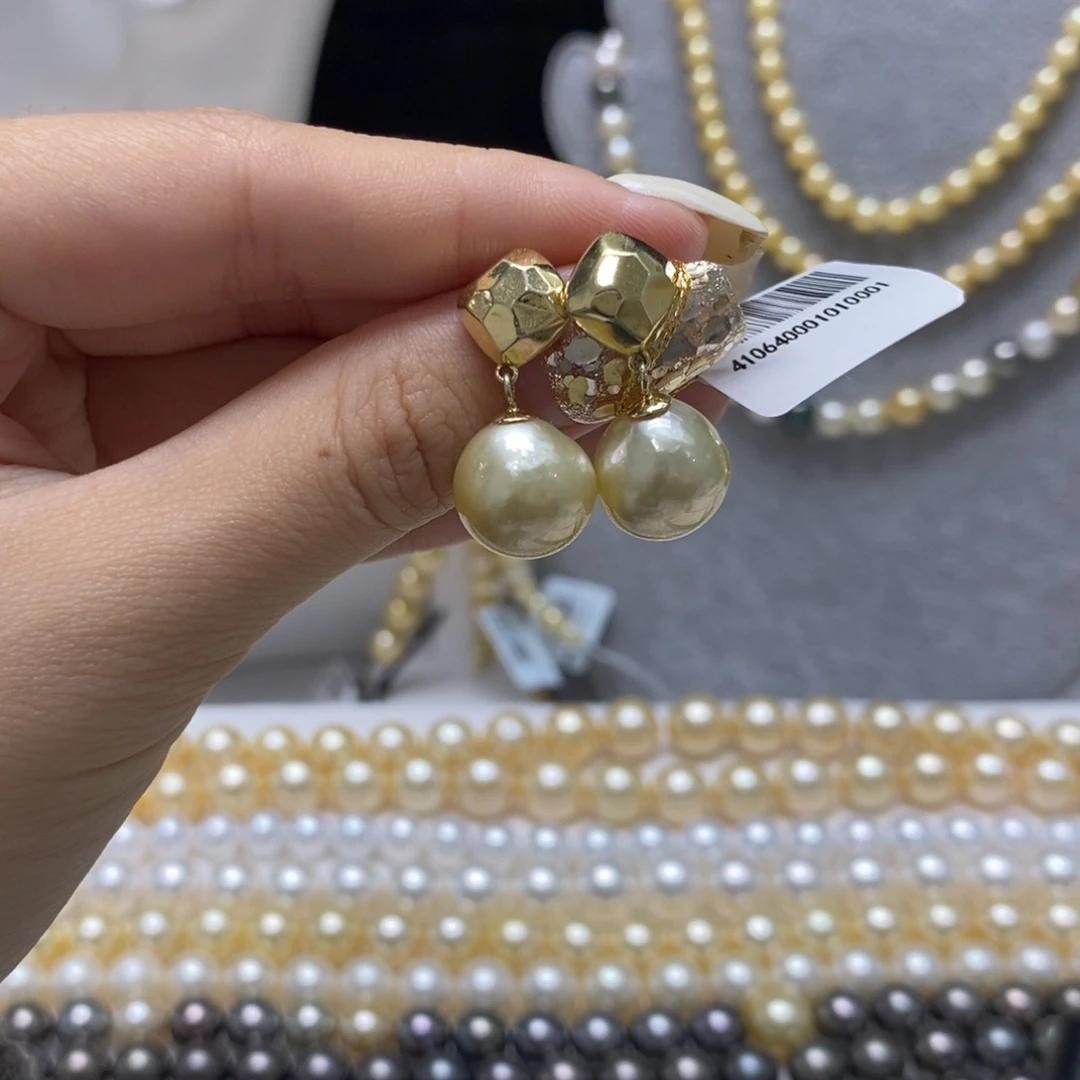 海水珍珠耳饰银S925镶嵌