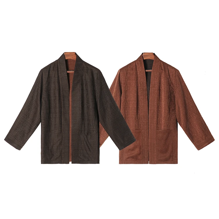 99122 男士双面对禁直领外套 桑蚕丝冠乐绉香云纱新中式复古上衣