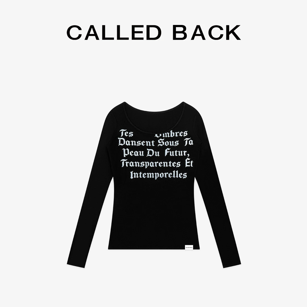 CALLED BACK早秋新款轻薄透气字母印花叠穿打底T恤上衣