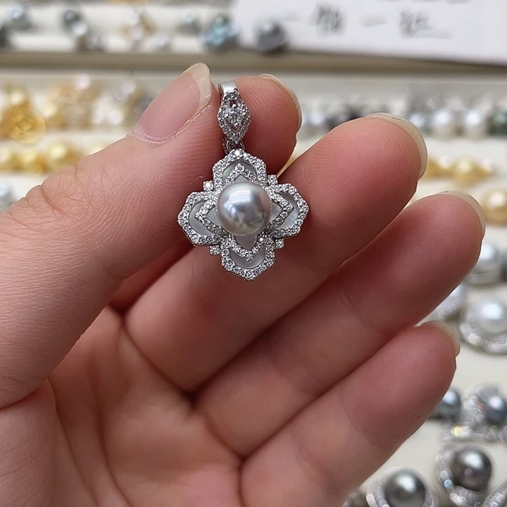 海水珍珠银S925镶嵌吊坠(不含链)