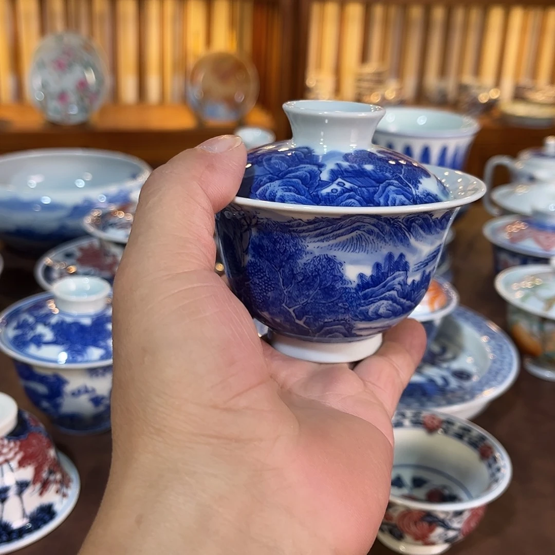 錡镇堂手工手绘绘盖碗