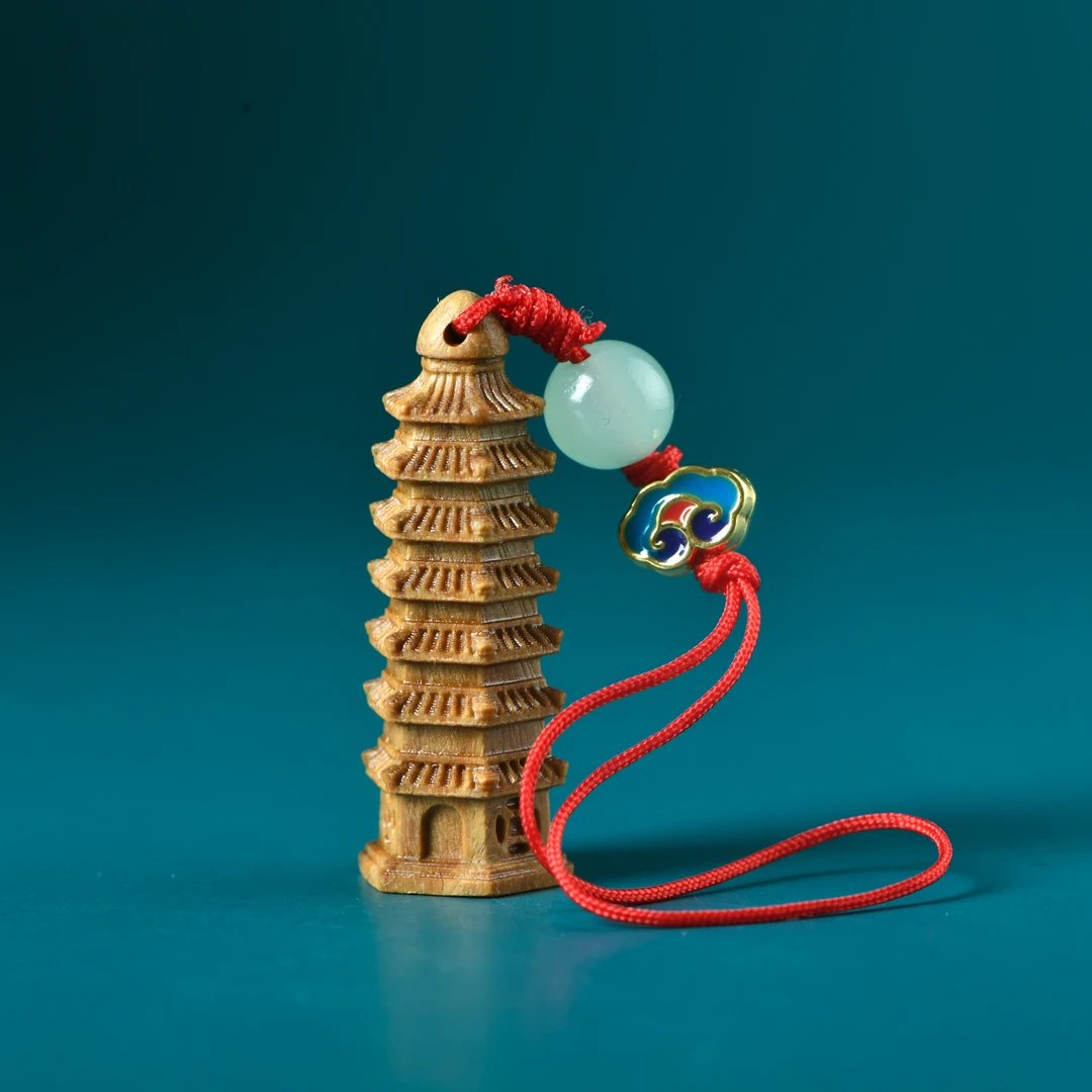 阿根廷绿檀精雕文昌塔挂饰手机挂