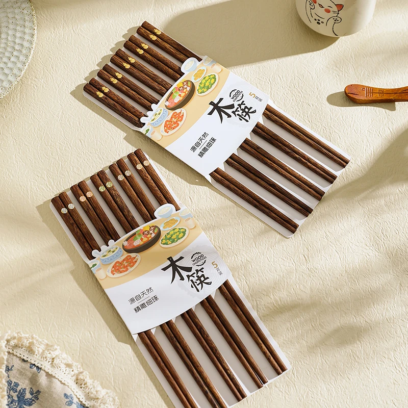 舍里鸡翅木筷子家用2025新款高档抗菌防霉防滑木质筷子油炸耐高温