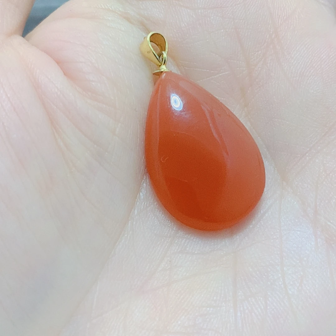 南红玛瑙银S925镶嵌吊坠(不含链)