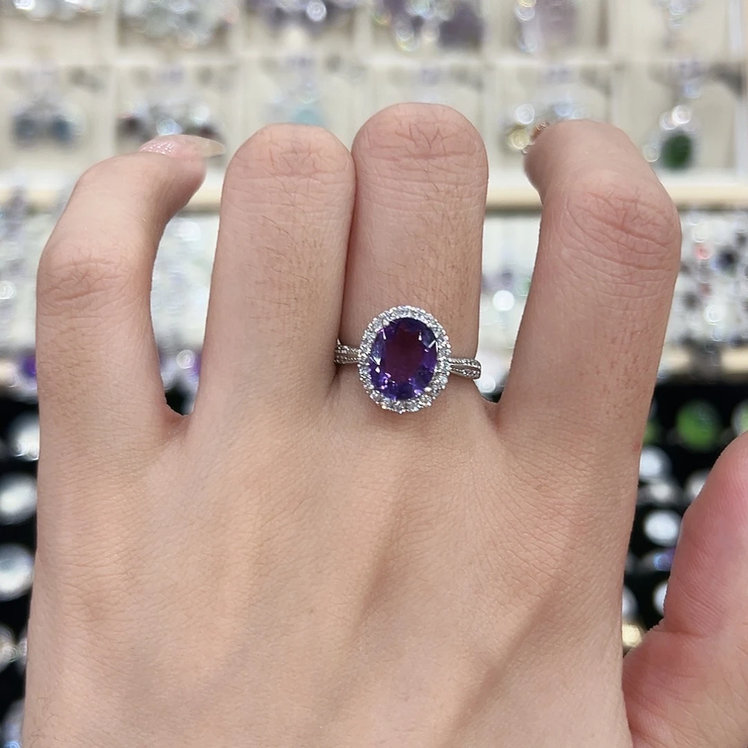 戒指银S925镶嵌紫晶