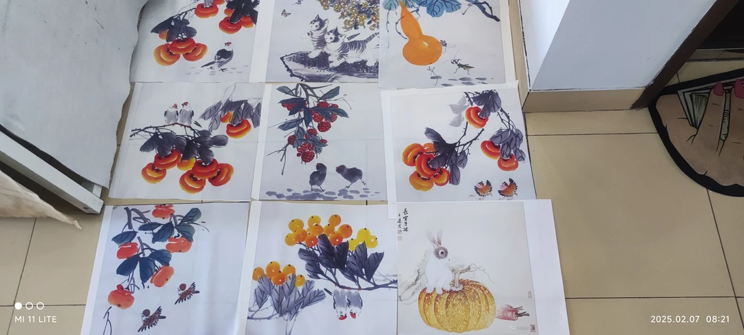 国画作品写意花鸟三尺斗方装饰画