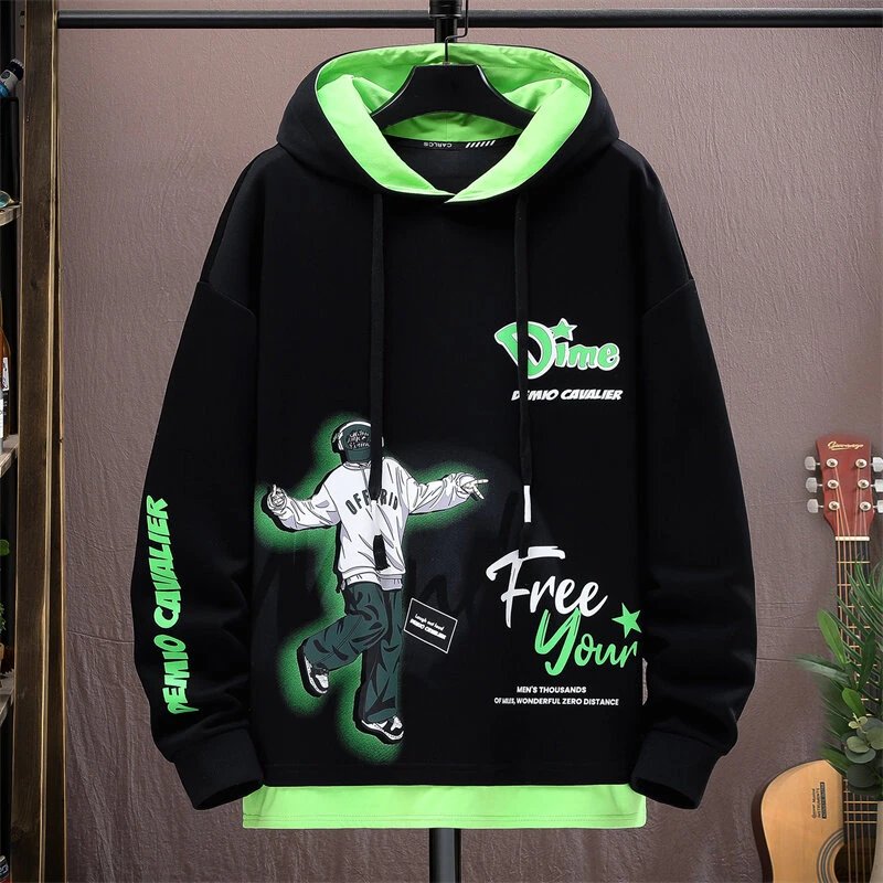 J.X C.LOTH 秋冬连帽卫衣男潮流青少年加绒韩版学生时尚宽松情侣