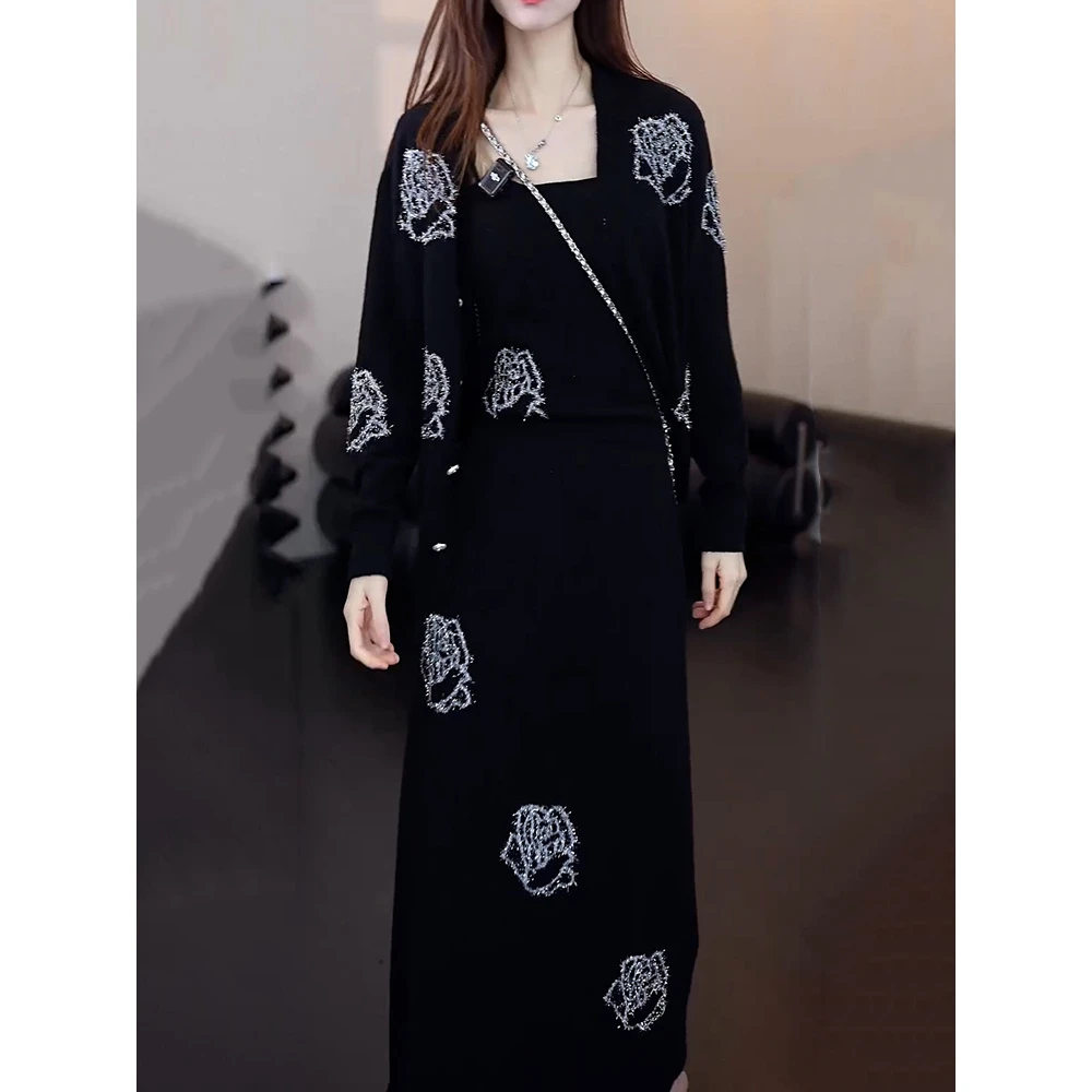 韩系减龄好看裙套装女2025秋季新款百搭针织背心开衫半身裙三件套