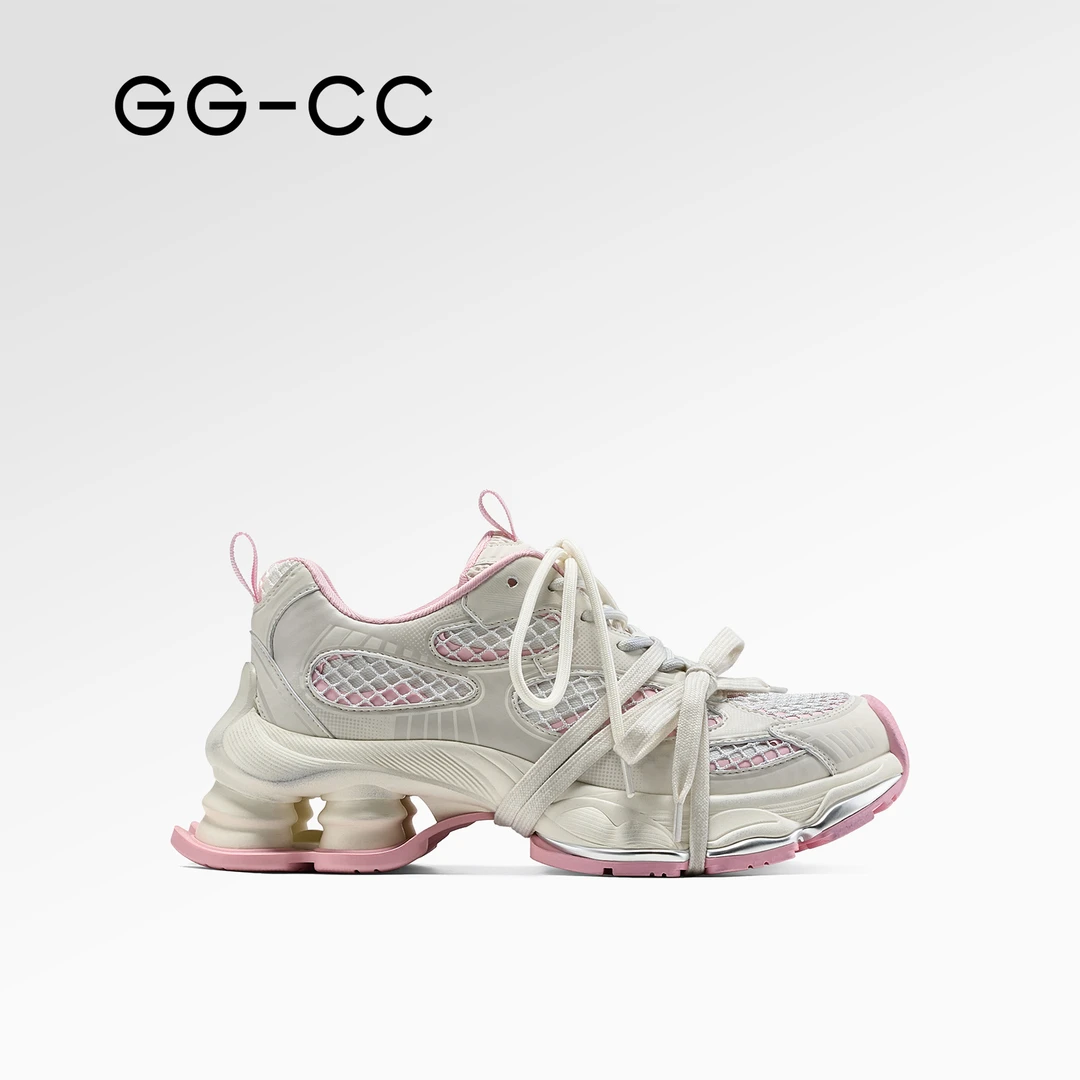 GG-CC2025年夏季新款做旧厚底粉色运动休闲老爹鞋9775