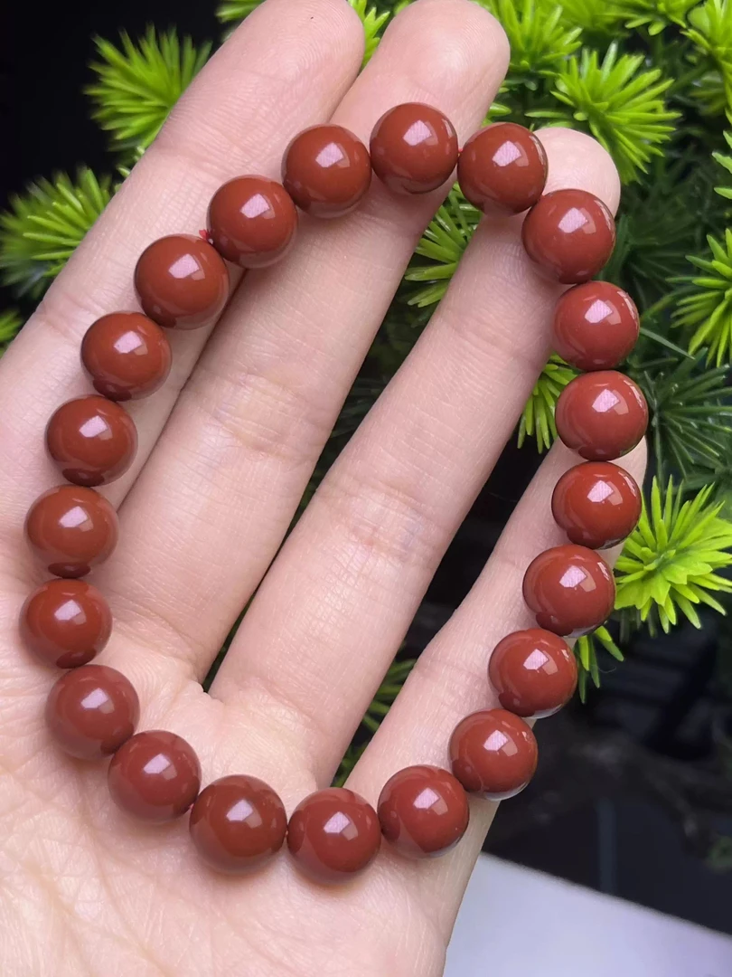 瓦西牛血红纯色手串