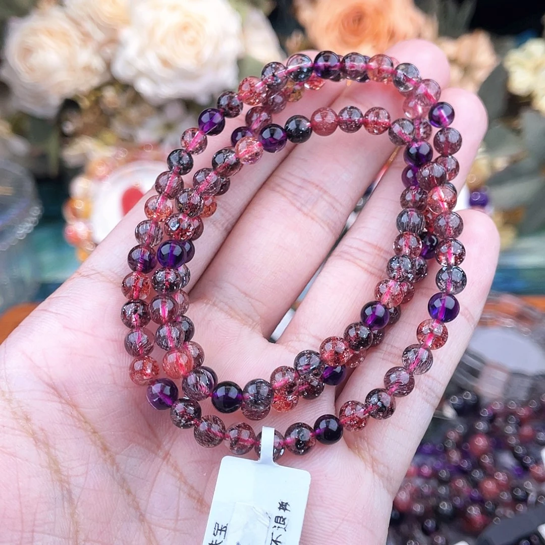 未镶嵌水晶手链黑加仑超多圈5m