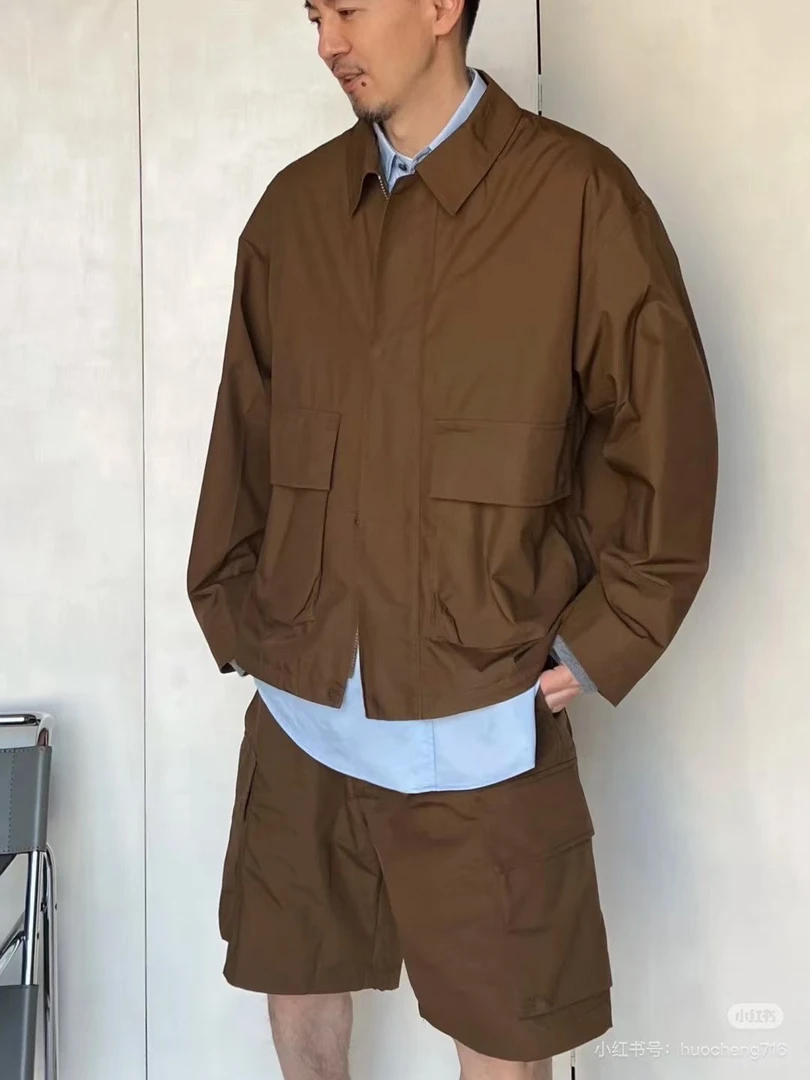 情侣款男女款款式大口袋夹克外套宽松拉链夹克