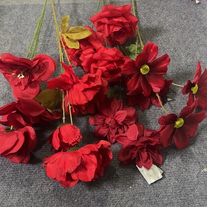 50支红色系仿真花