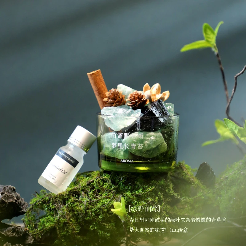 森系扩香石无火香薰摆件家用持久香氛晶石香熏礼盒高级感香薰精油