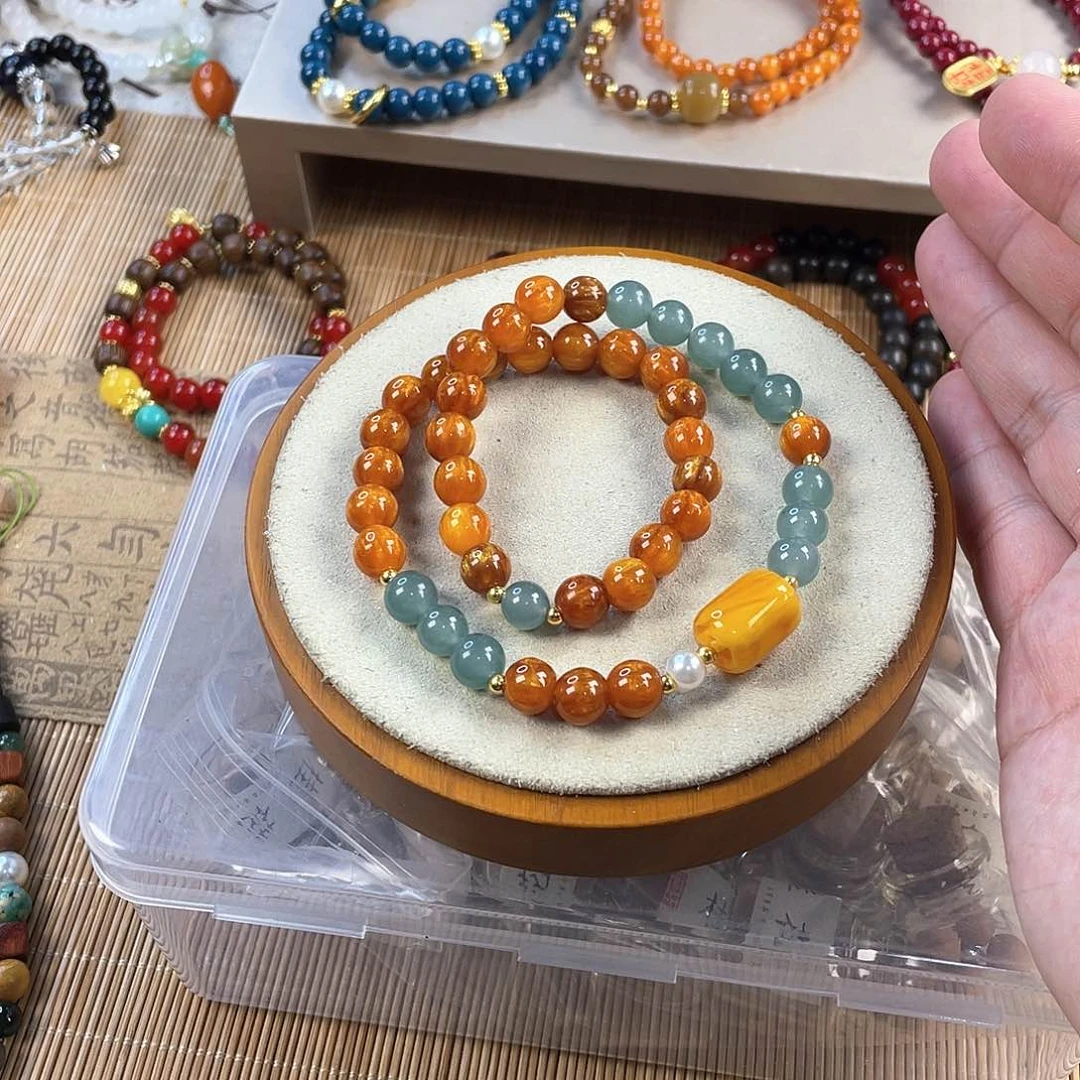 针钠钙石手饰银S925镀金镶嵌