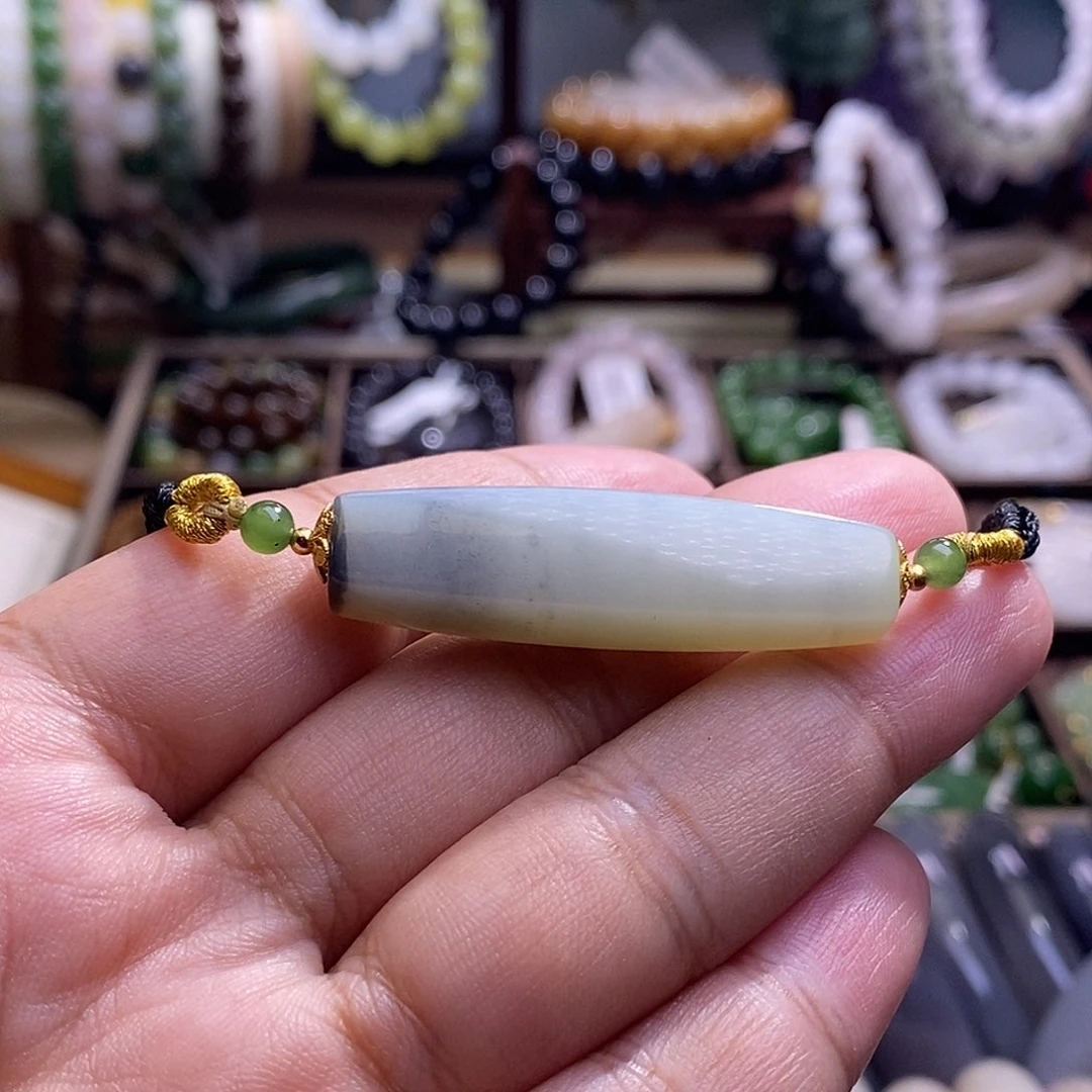 颈饰未镶嵌和田玉新疆老矿料高冰青花勒子锁骨链