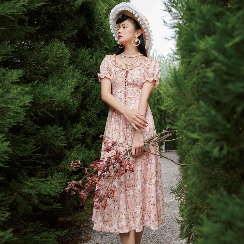 【高高甄选】一电影一时装碎花礼服新款茶歇裙 FCBL122538
