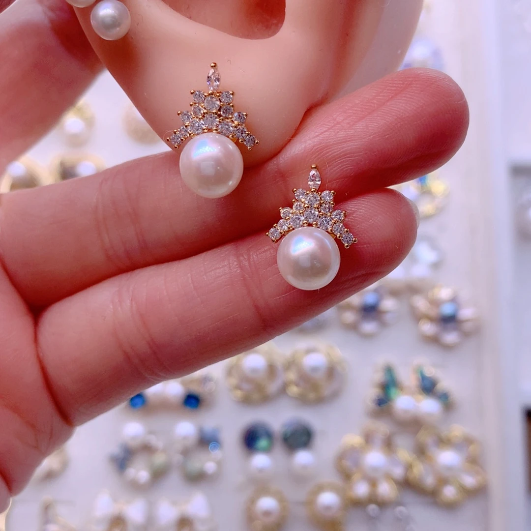 合金淡水珍珠耳饰