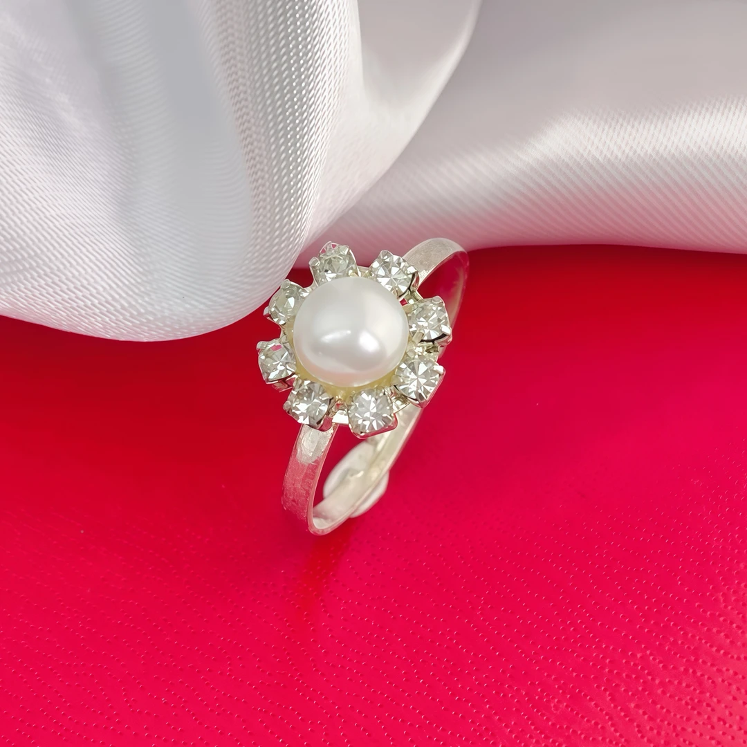 天然淡水珍珠太阳花戒指开口戒 1967