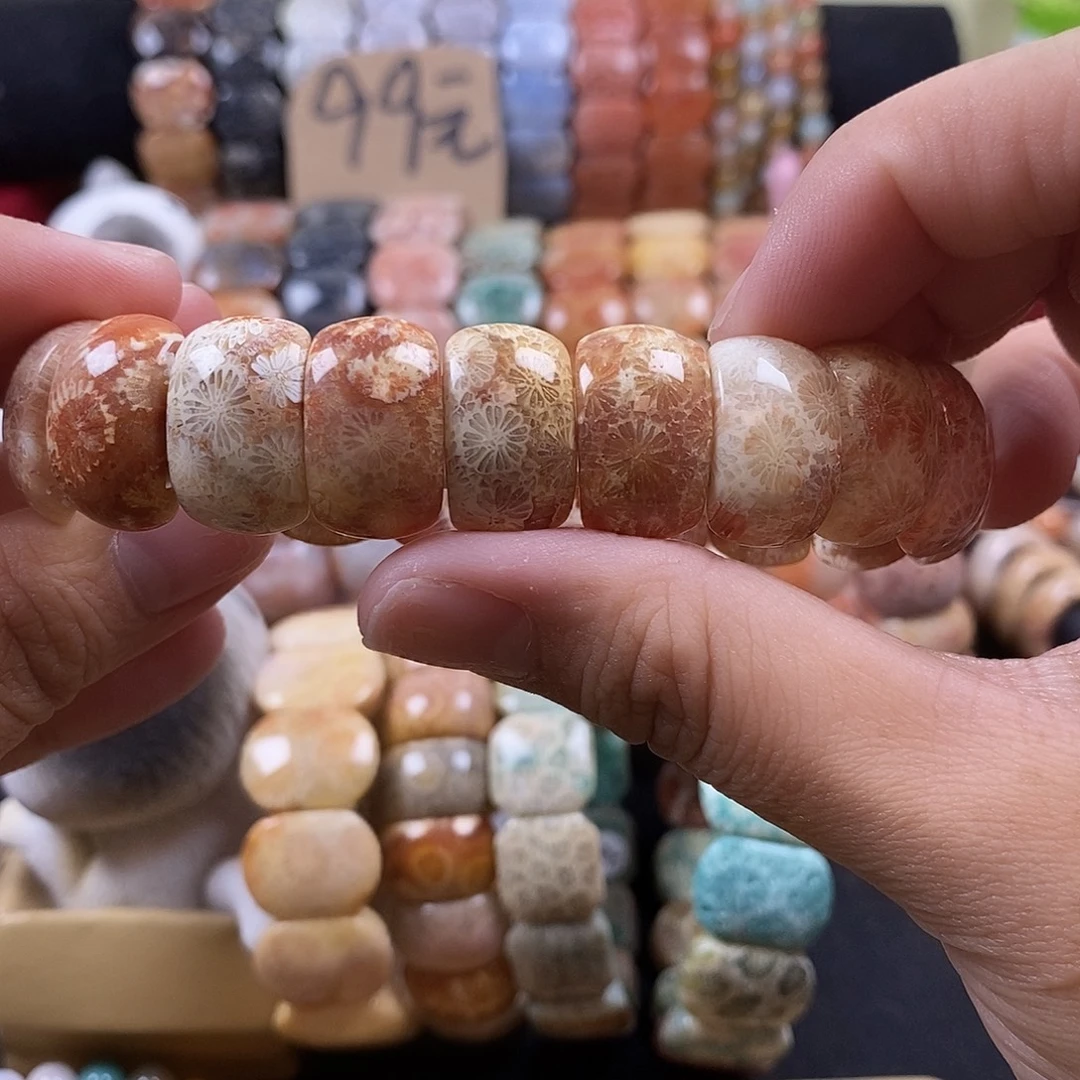 硅化珊瑚（珊瑚玉）未镶嵌手牌17