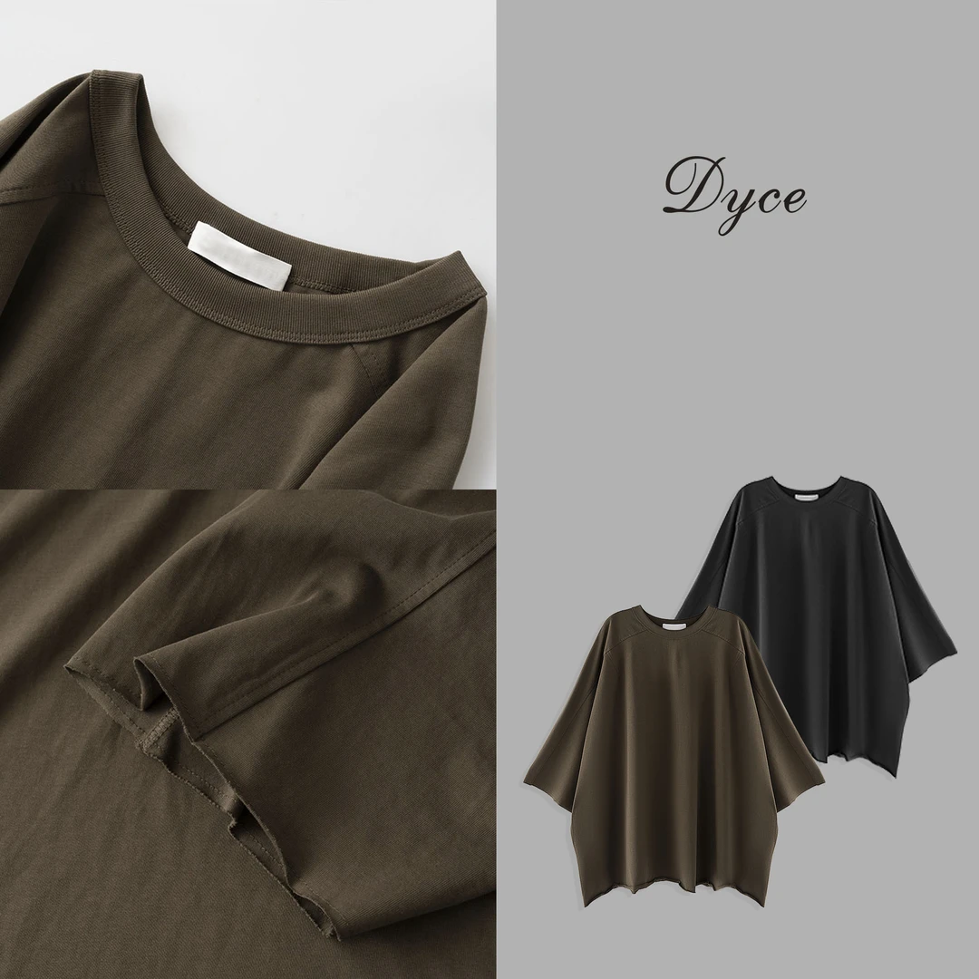 DYCE【旷野】纯棉美式简约圆领纯色落肩T恤