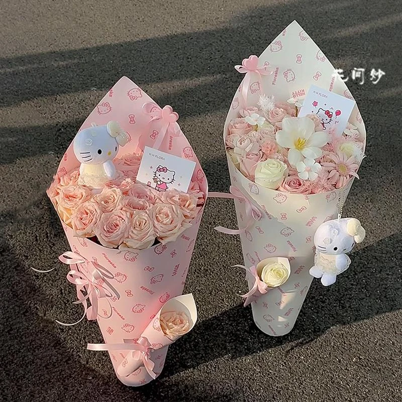 新款冰淇淋Kitty玫瑰花束成品仿真花送女朋友送闺蜜生日礼物节日