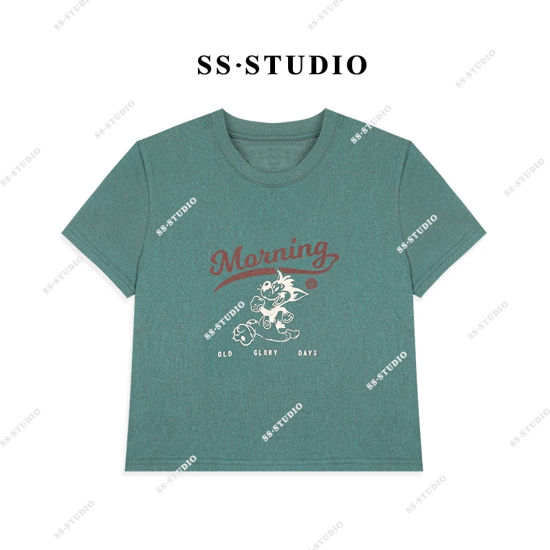 【SUSU】春夏宽松显瘦圆领印花T恤时尚复古百搭短袖上衣SS-5020