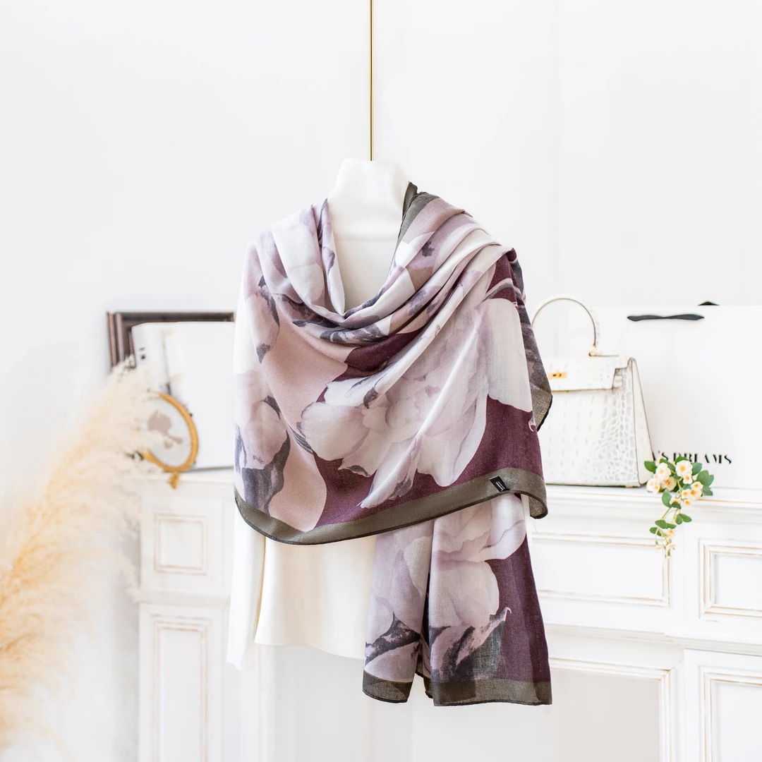 达芬奇密码盛放牡丹180*80cm新款春秋韩系氛围感两用防晒护颈披肩