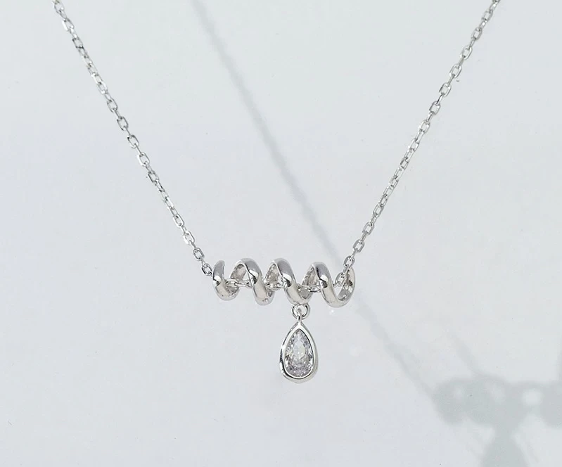 链子925银 时尚款绕环水滴套链