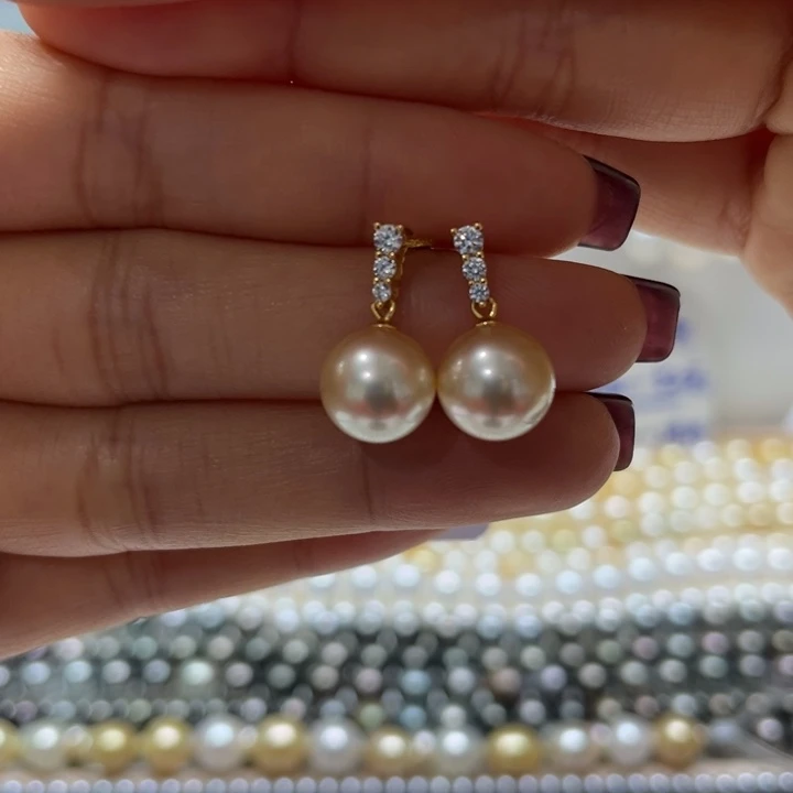 海水珍珠耳饰银S925镶嵌