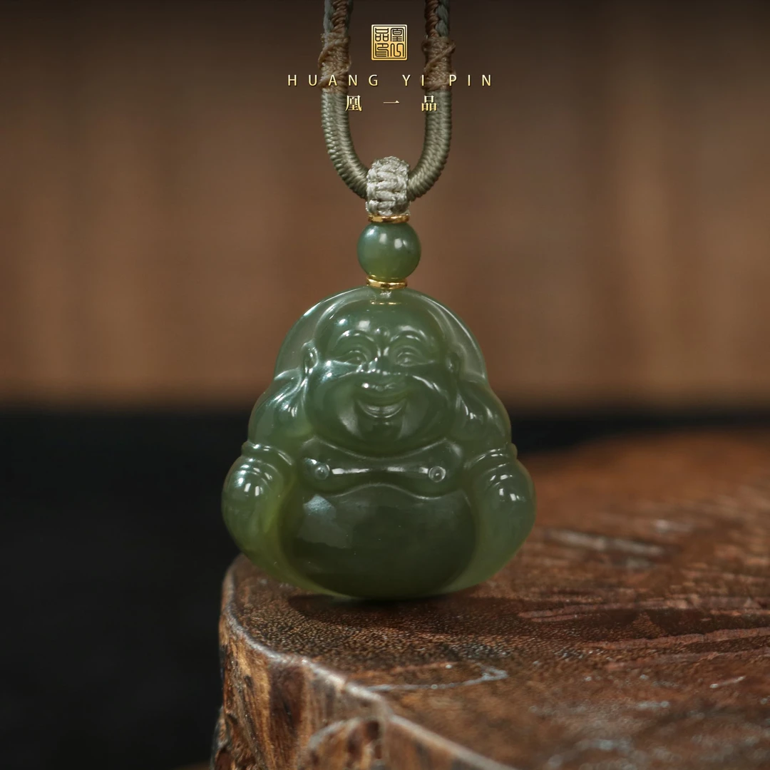 【凰一品】和田玉湖水绿晴水佛公18k