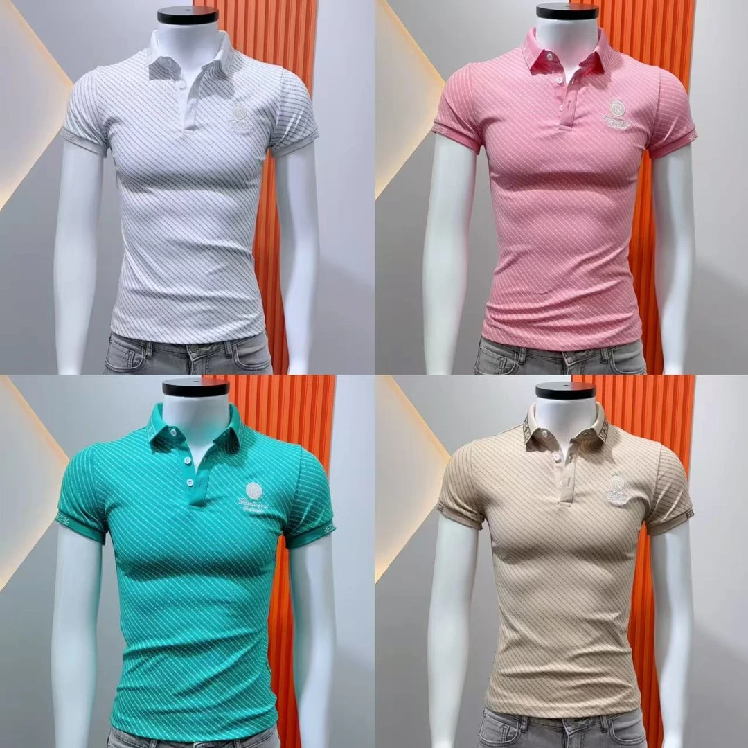 时尚潮流男士新款POLO衫夏季休闲百搭透气翻领短袖上衣薄款男POLO
