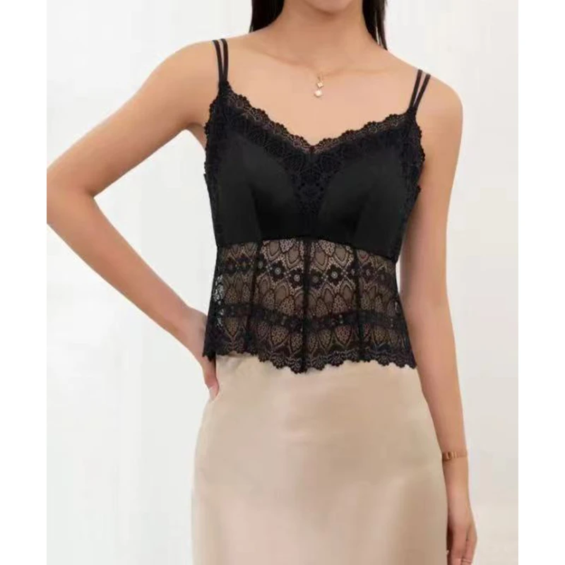 《升级万人迷美背》250018拼蕾丝吊带软钢圈防下垂性感美背女夏款