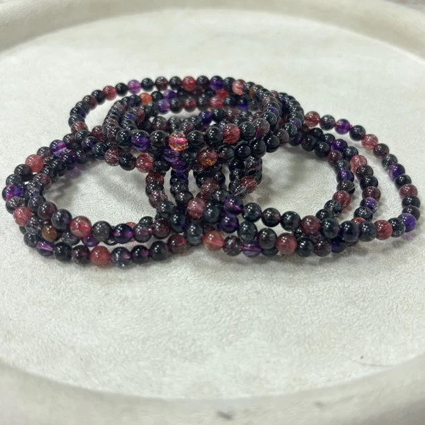 【书记甄选】天然黑加仑超七三圈手链 多样性发一件 约5mm 3387XC