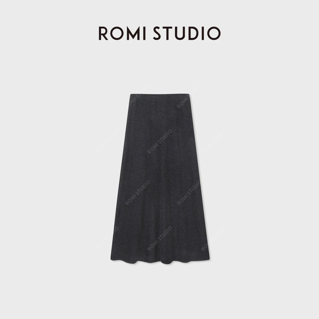 ROMI STUDIO“云感徜徉”绵羊毛混纺优雅软糯微A半身裙 RWCAX86827