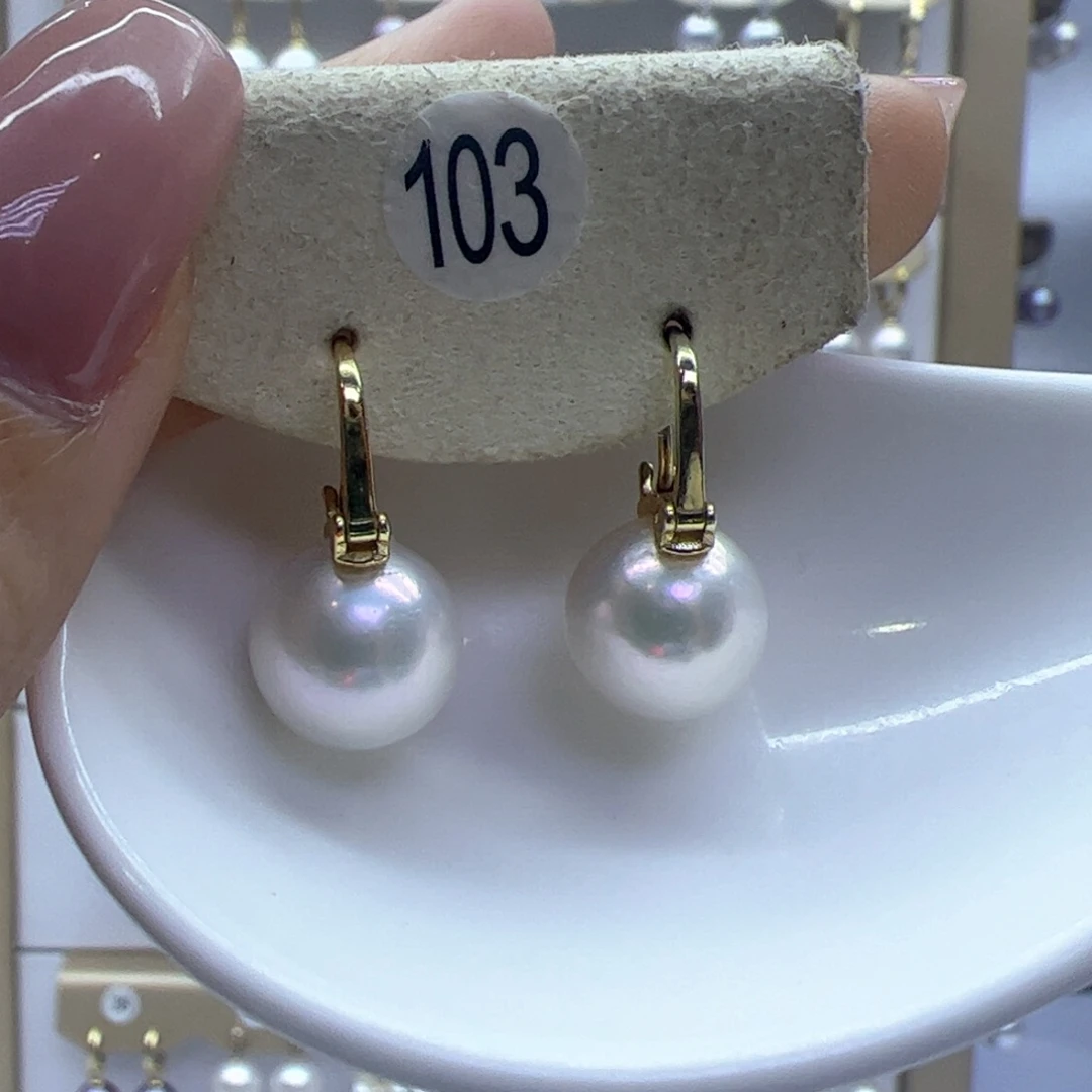 淡水珍珠耳饰银S925镶嵌