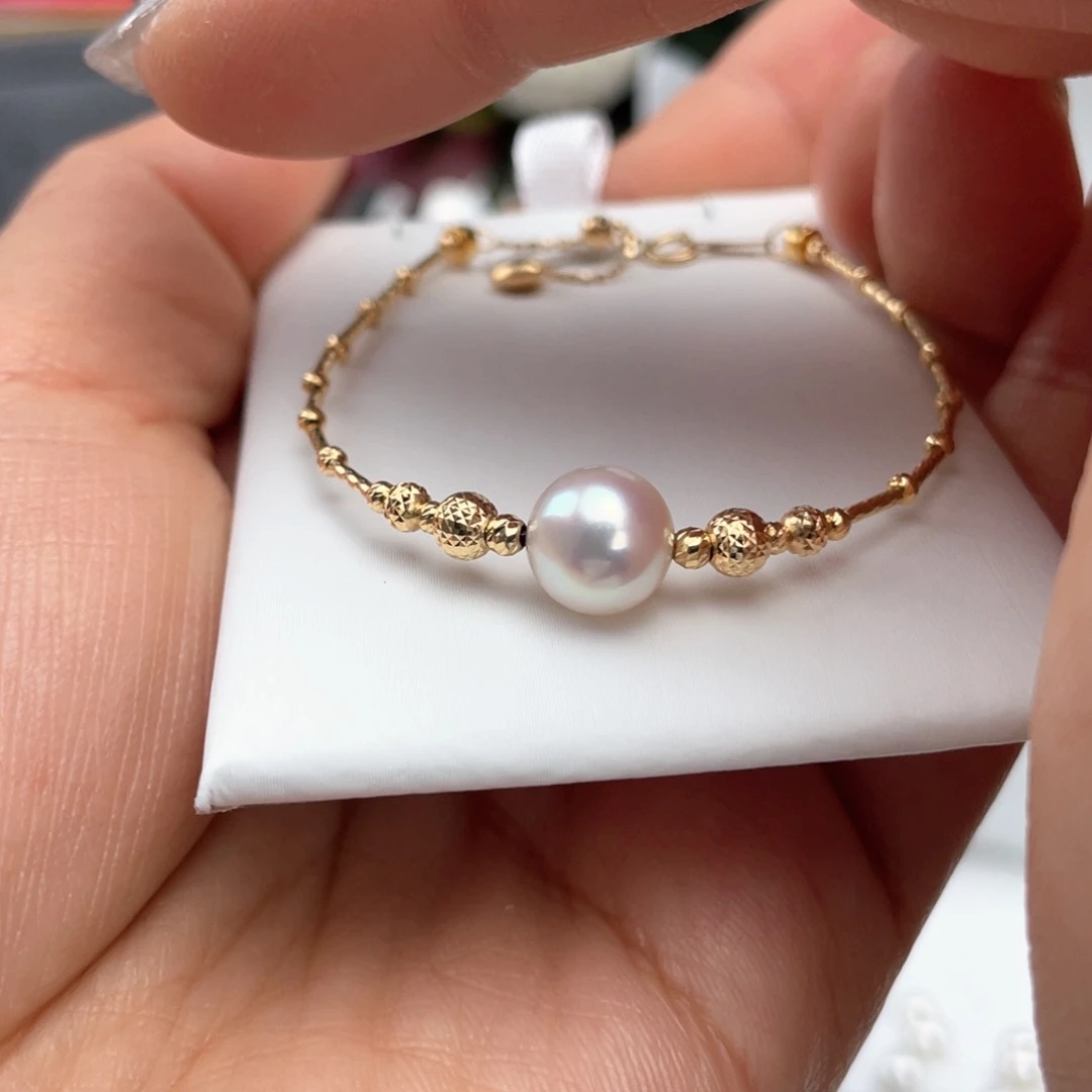 海水珍珠手链18K金镶嵌