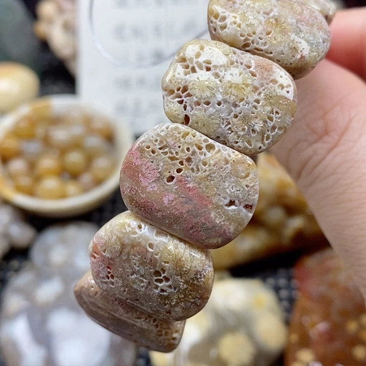 硅化珊瑚（珊瑚玉）颈饰未镶嵌有瑕