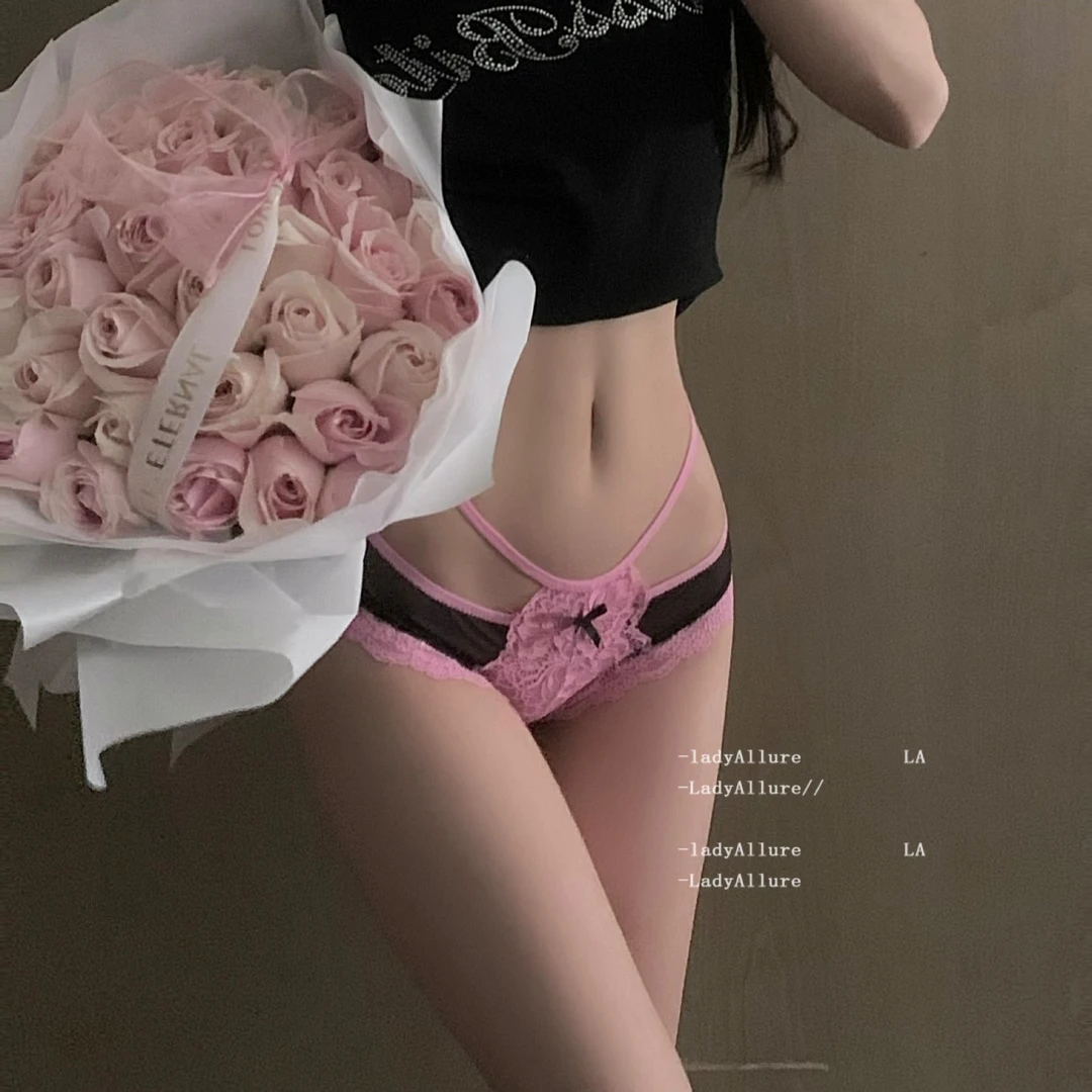 「LA」软曼巴莉*日系性感甜美蕾丝纯欲低腰交叉蝴蝶结三角内裤女