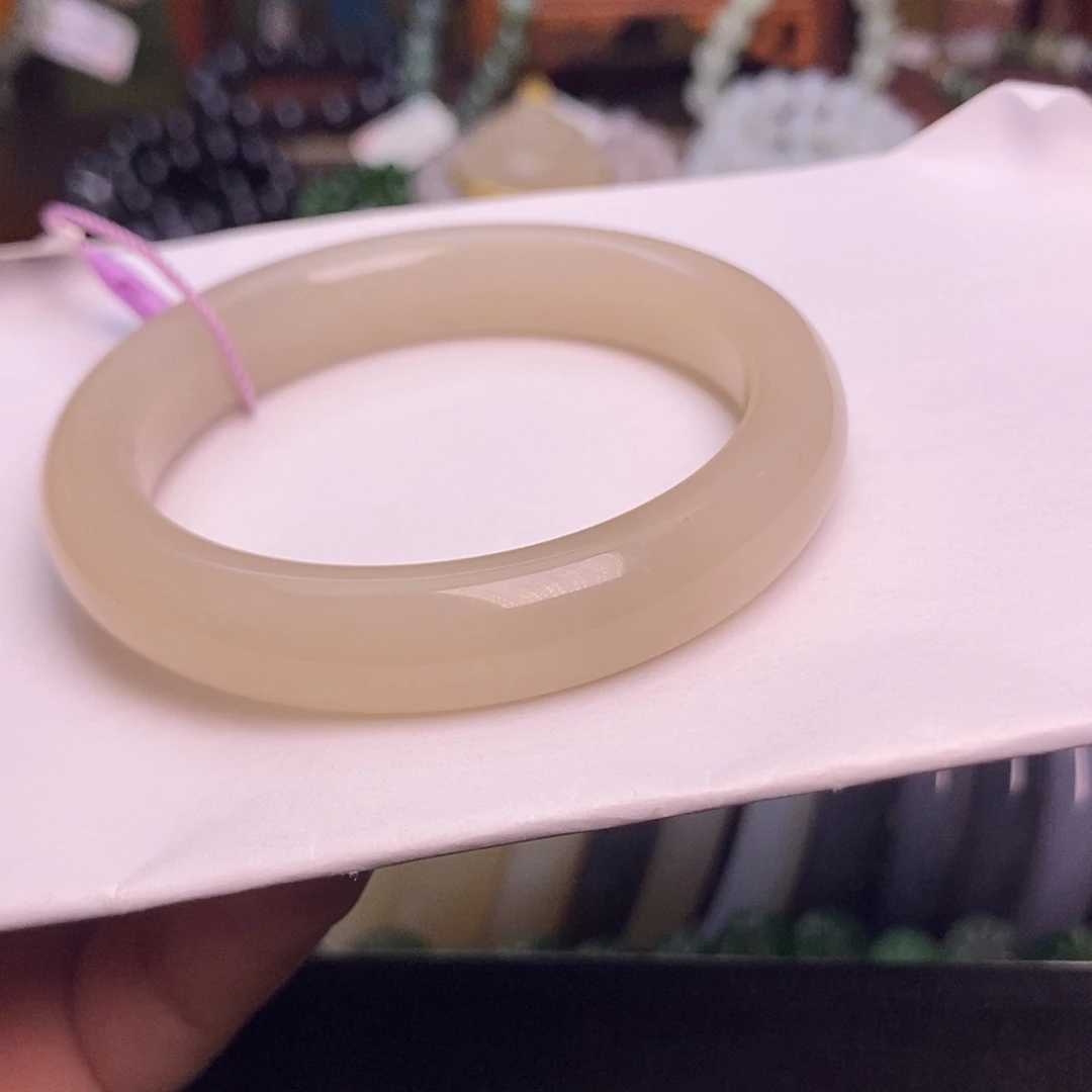 和田玉未镶嵌颈饰藕粉老矿料特细料手镯55