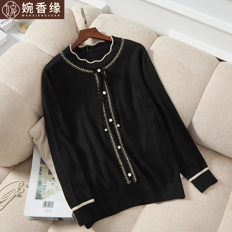 妈妈春装针织衫2025新款中年洋气小香风上衣中老年打底小衫女春秋