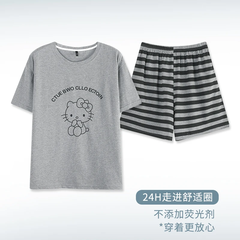 睡衣女夏天短袖短裤夏季休闲宽松加大码可外穿女士家居服套装
