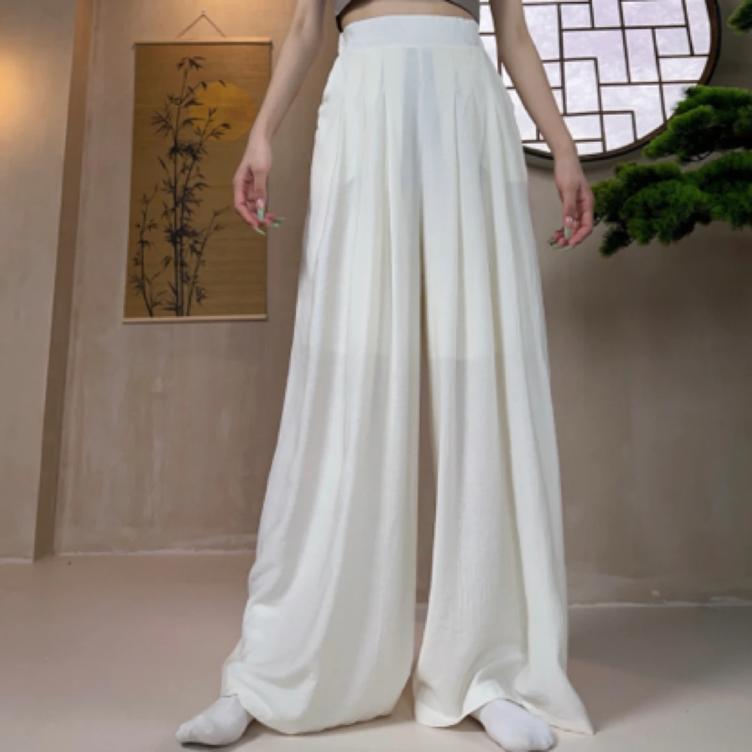 2025新款现代舞裤子飘逸显瘦高腰古典舞阔腿宽松舞蹈裤子