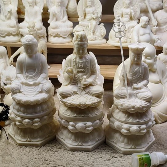 木菩提果坐地藏王，观音，佛+3个底座