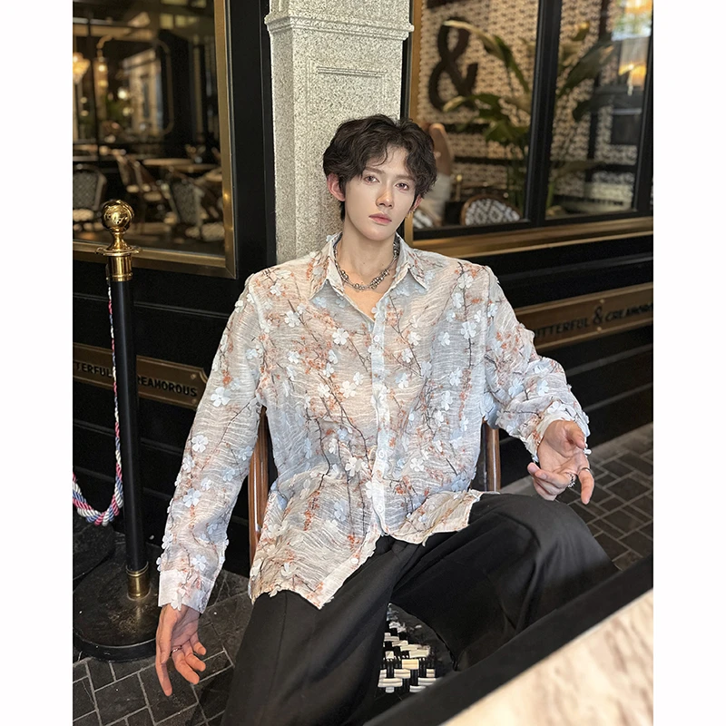 小众设计感【定制款】浪漫樱花满树纱织薄透遮阳防晒度假衬衫男女款