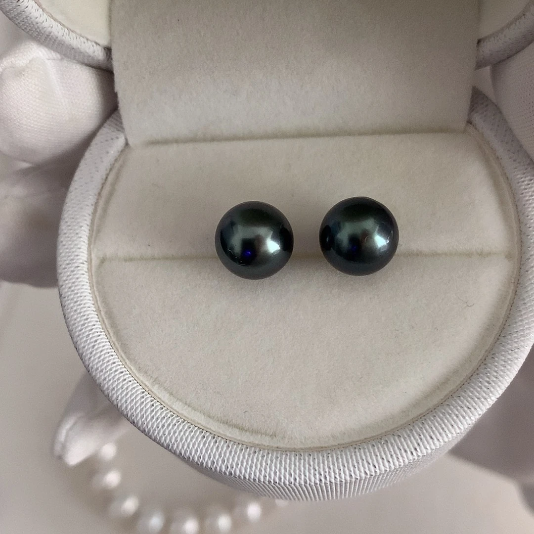 海水珍珠耳钉18K金镶嵌