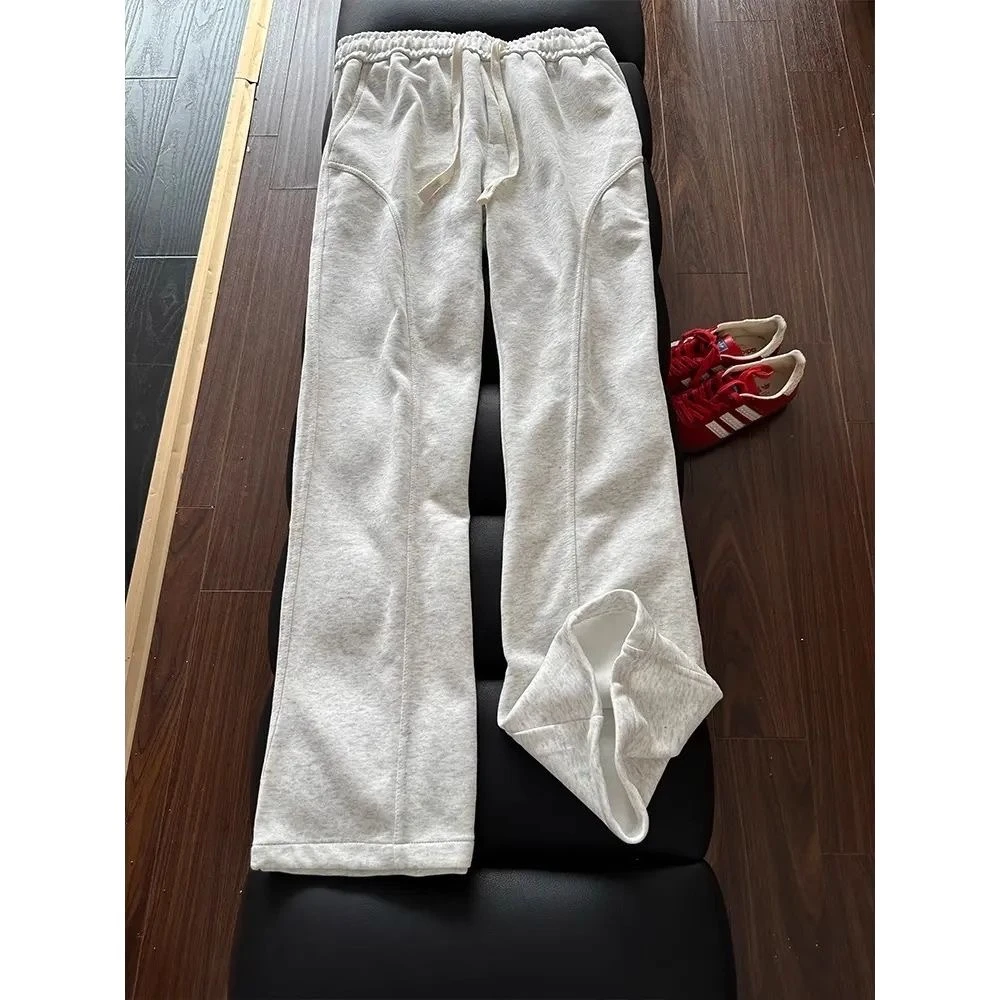 美式高街弯刀裤男女潮牌春秋直筒阔腿运动重磅百搭休闲男卫裤新款